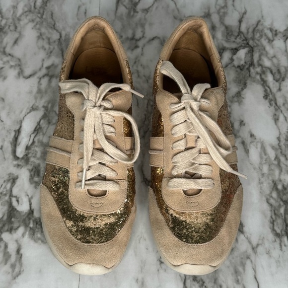 UGG Jaida‎ Glitter Gold Women's Sneakers- Sz 8 - Picture 3 of 10